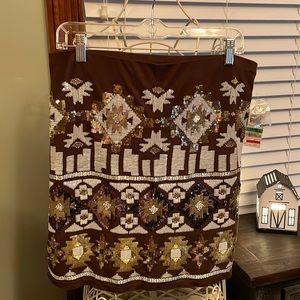 INC International Concepts brown mini skirt size large NWT.